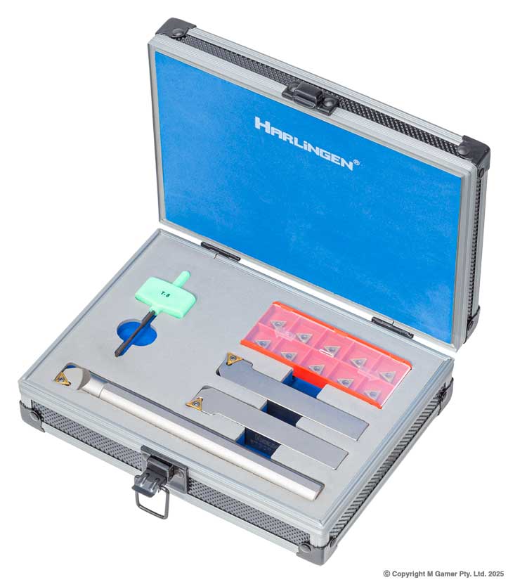 3 Piece Indexable Nickel Plated Positive Rake Lathe Tool Set - 12mm